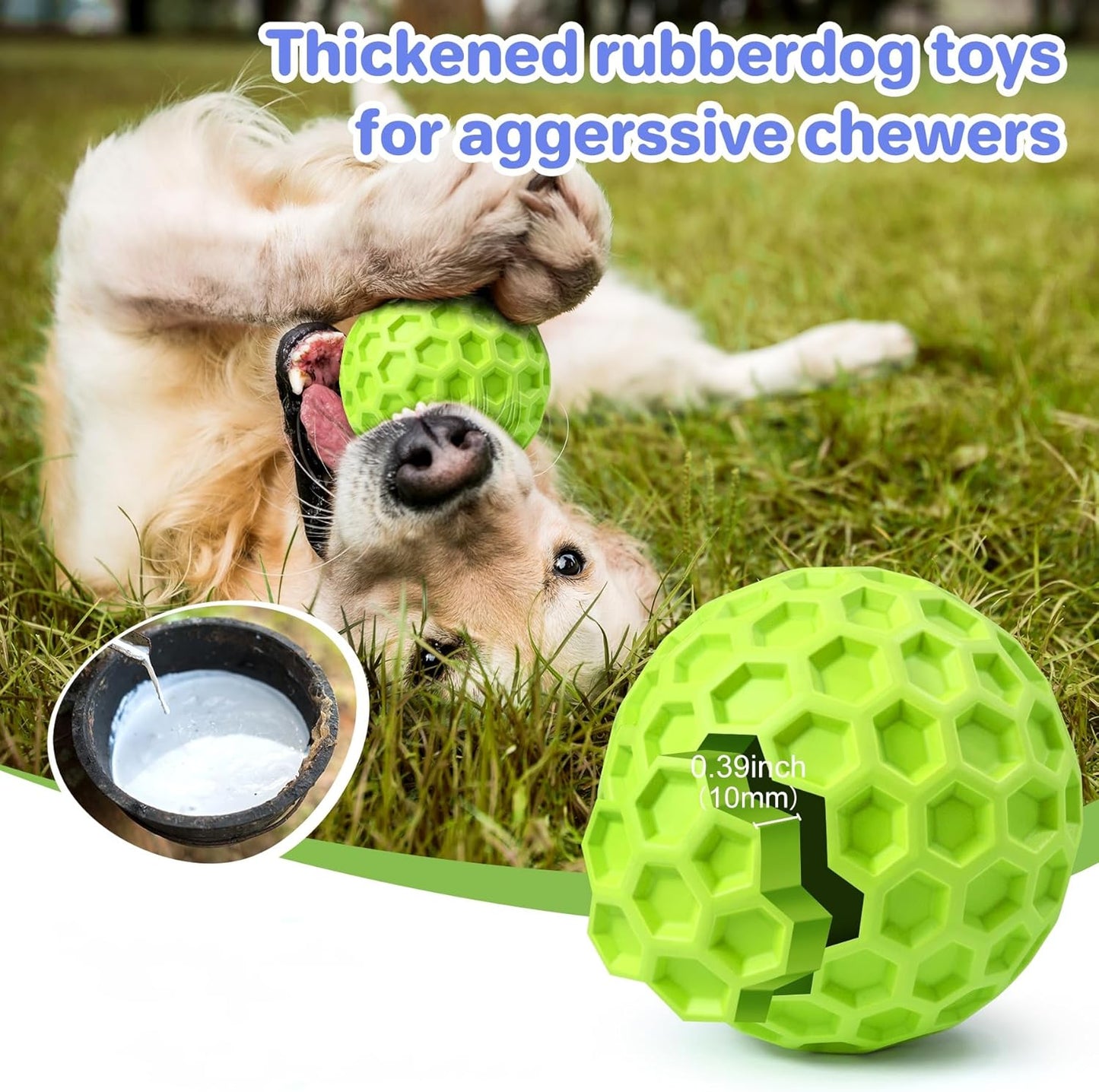 Indestructible Squeaky Dog Balls, Interactive Dog Toys for Aggressive Chewers Large Breed for Relieving Anxiety, Dog Chew Toys Balls for Aggressive Chewers, Outdoor Dog Toys Dog Water Toys